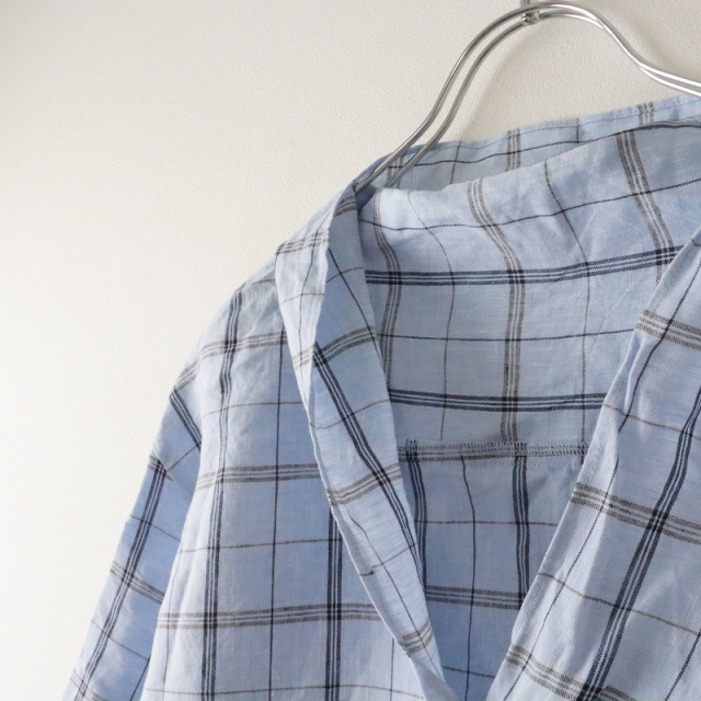 スプリングセール】美品 エブール ebure リネン チェックシャツ 36  