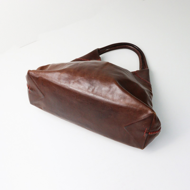 アンリークイール HENRY CUIR 犬刺繍 レザー トートバッグ /ブラウン  