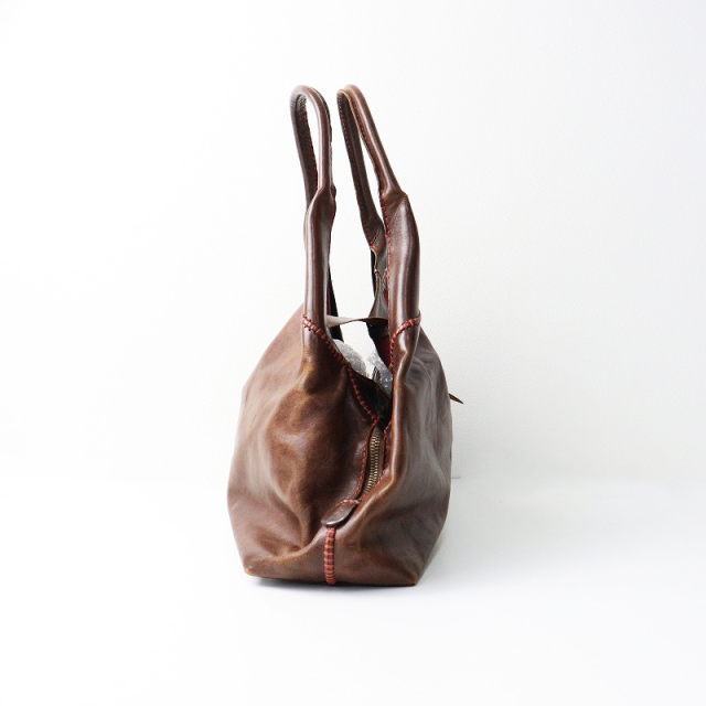 アンリークイール HENRY CUIR 犬刺繍 レザー トートバッグ /ブラウン  