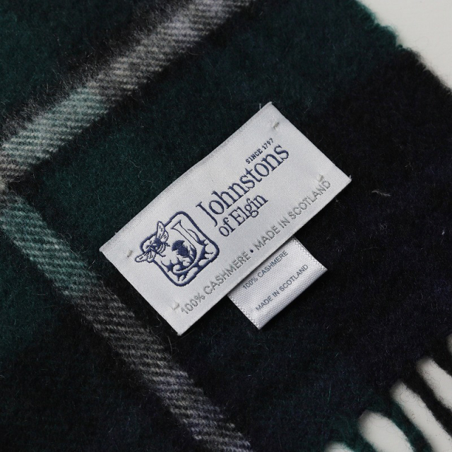 美品 Johnstons ジョンストンズ 大判 カシミヤ100％タータンチェック  