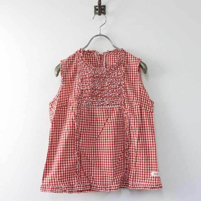 美品 ピンクハウス PINK HOUSE ギンガムチェックノースリーブブラウス 