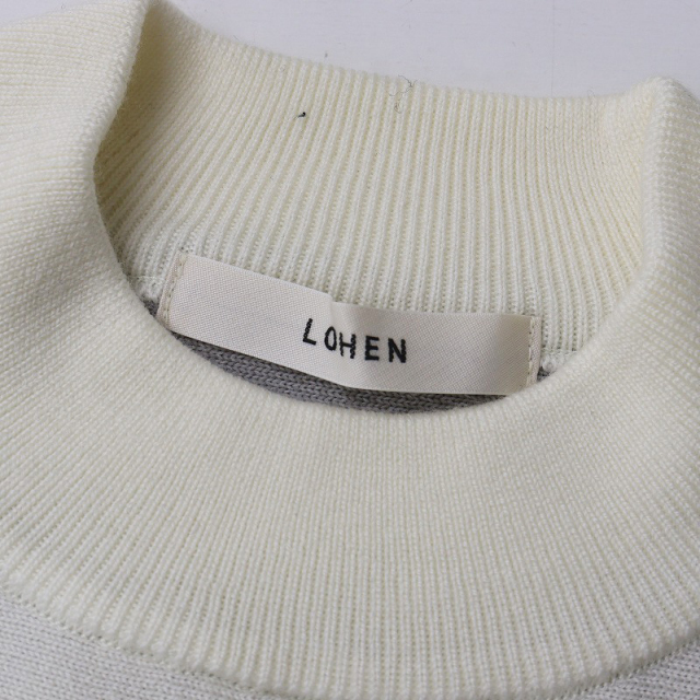 美品 ローヘン LOHEN パワーショルダーニット F/オフホワイト ウール 