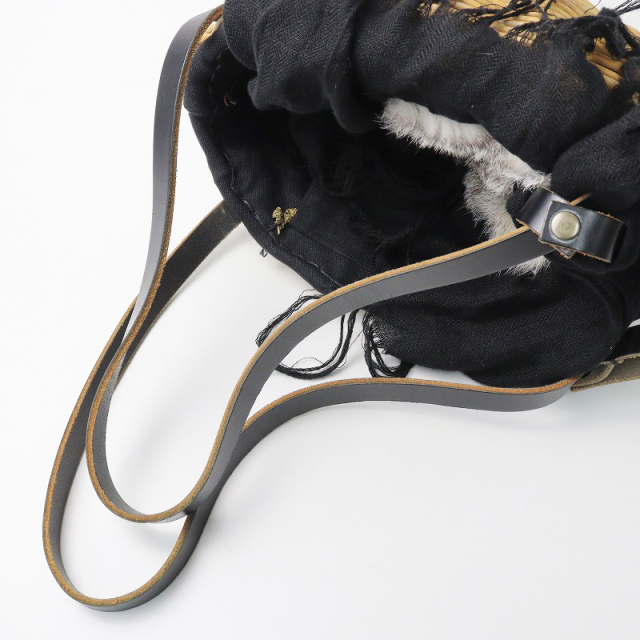 スプリングセール】エバゴス ebagos リネン×ラビットファー被せ 