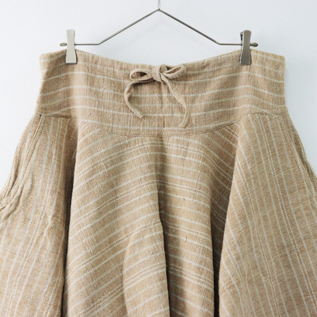 スプリングセール】USAATO うさと 手織り 天然草木染 ボーダー フレア  