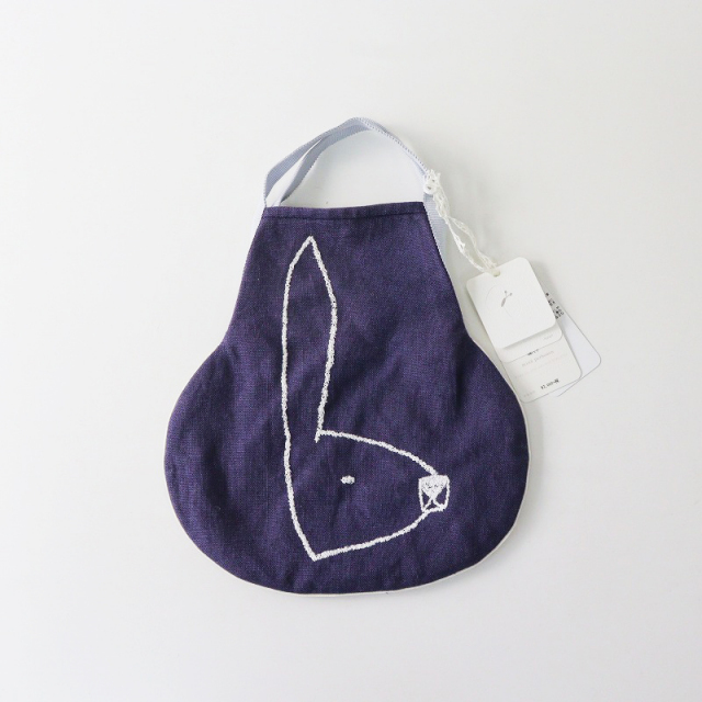 美品 ミナペルホネン mina perhonen pupu リネン バッグ/ネイビー 刺繍 