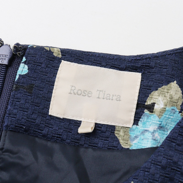 【Rose Tiara】リボンワンピース　ネイビー　サイズ46 セール】 リボン切替ワンピース （ミニ丈・ひざ丈ワンピース）｜Rose