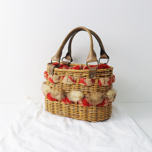 希少 レア エバゴス ebagos ファー レザーハンドル かごバッグ  