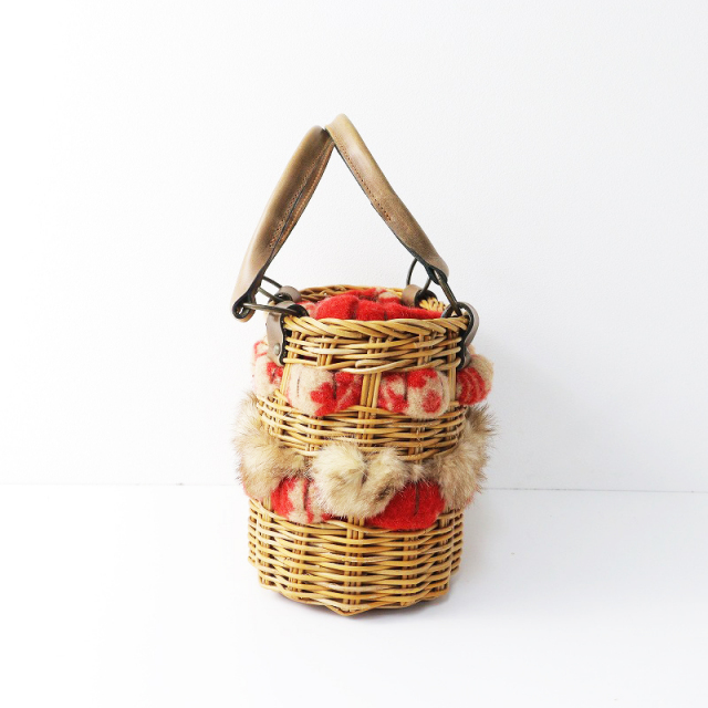 希少 レア エバゴス ebagos ファー レザーハンドル かごバッグ  