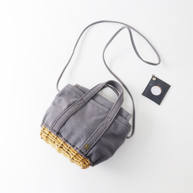 2021AW エバゴス ebagos キャンバス カゴ底ミニトートバッグ/グレー  
