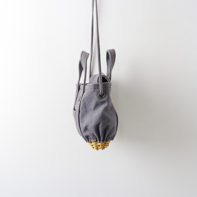2021AW エバゴス ebagos キャンバス カゴ底ミニトートバッグ/グレー  