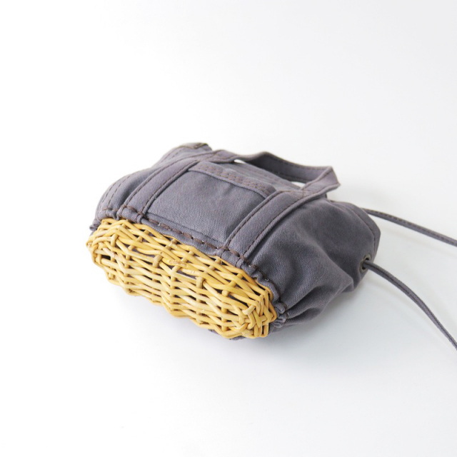 2021AW エバゴス ebagos キャンバス カゴ底ミニトートバッグ/グレー  