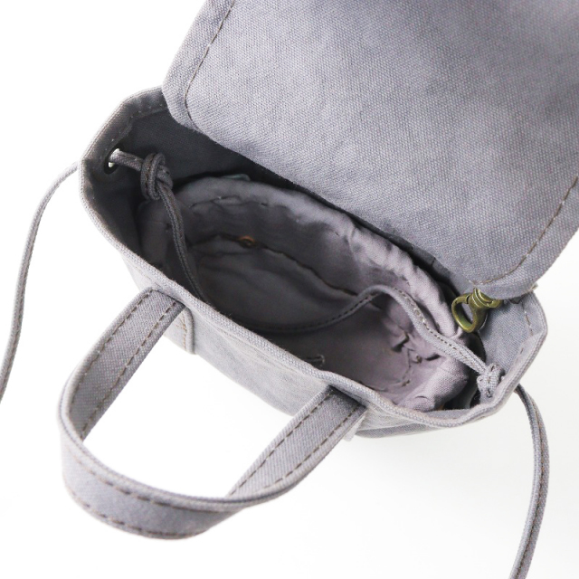2021AW エバゴス ebagos キャンバス カゴ底ミニトートバッグ/グレー  