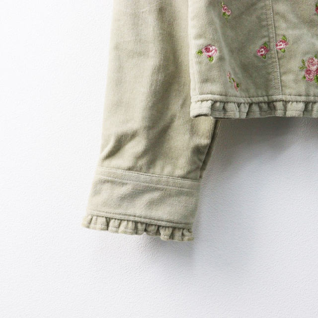ピンクハウス PINK HOUSE 薔薇刺繍 コーデュロイフリルシャツ L 