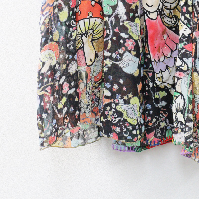 ツモリチサト TSUMORI CHISATO 総柄プリント シルク シフォンブラウス 