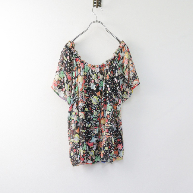 ツモリチサト TSUMORI CHISATO 総柄プリント シルク シフォンブラウス 