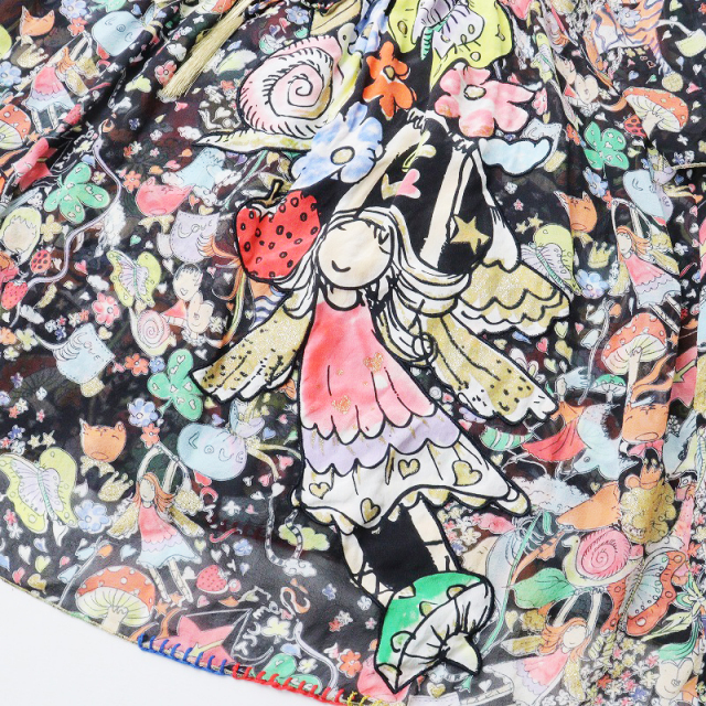 ツモリチサト TSUMORI CHISATO 総柄プリント シルク シフォンブラウス 