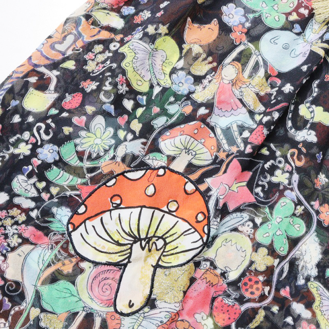ツモリチサト TSUMORI CHISATO 総柄プリント シルク シフォンブラウス 