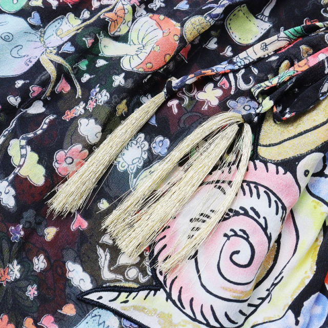 ツモリチサト TSUMORI CHISATO 総柄プリント シルク シフォンブラウス 