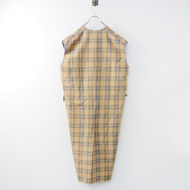 ブラミンク BLAMINK チェックVネックワンピース 36/ベージュ  