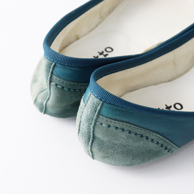 レペット repetto スエード×レザー切替バレエシューズ 36/ブルー  