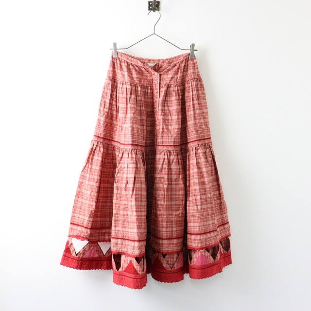 ピンクハウス PINK HOUSE チェック ピコ 裾パッチワーク ティアード  