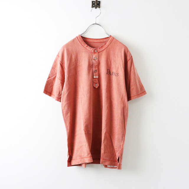 期間限定価格】メンズ パパス Papas コットン ヘンリーネック T