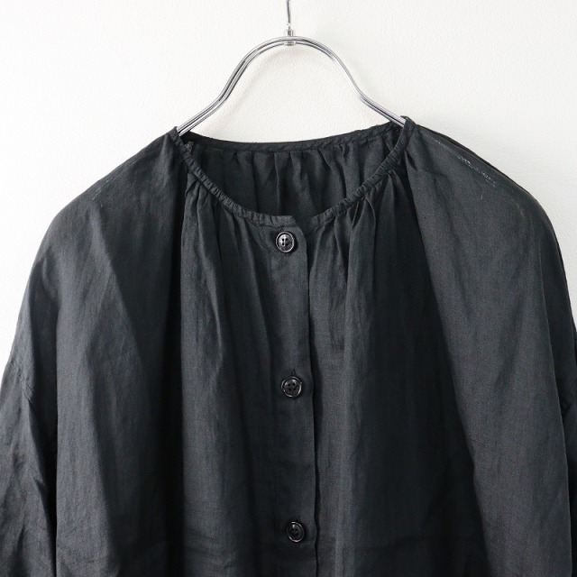 nest Robe - 2021SS ネストローブ nest Robe コットンラミーブラウス F/ブラック トップス フレア ギャザー タック 前開き【2400013784528】 フリルのブラウス** | 岡山店 | nest Robe Shop Blog | nest