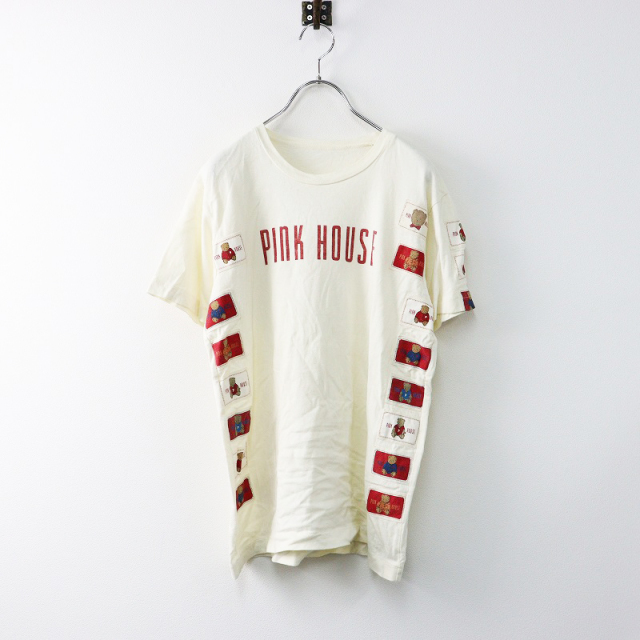 ピンクハウス PINK HOUSE ネーム使い ロゴワッペンTシャツ/アイボリー  