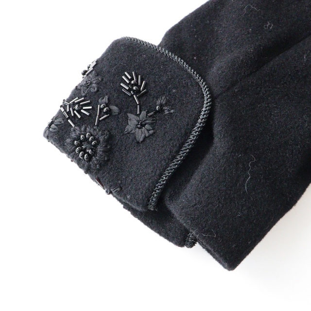 ロイスクレヨン Lois CRAYON フラワー刺繍 ビジュー付き ウール 受注  