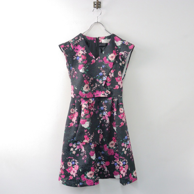 美品 フリッカ FLICKA フラワープリント ジャガード ワンピース 0  