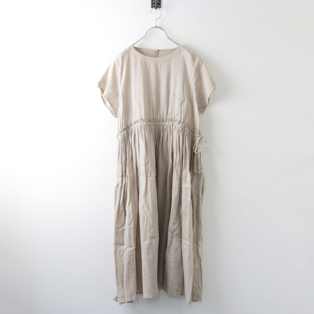 ネストローブ nest Robe リネンフリルギャザーワンピース F/グレージュ  