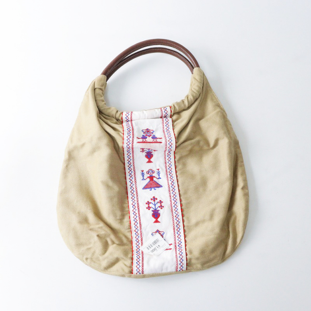 希少★mutaMARINE×bonfanti ベージュ刺繍トートバッグ 希少☆mutaMARINE×bonfanti ベージュ刺繍トートバッグ