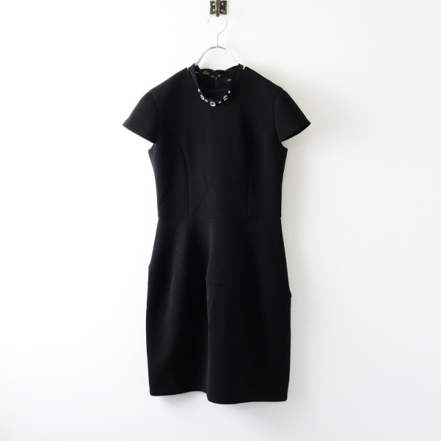 ヨーコチャン YOKO CHAN ビジュー装飾 フレンチスリーブワンピース 36  