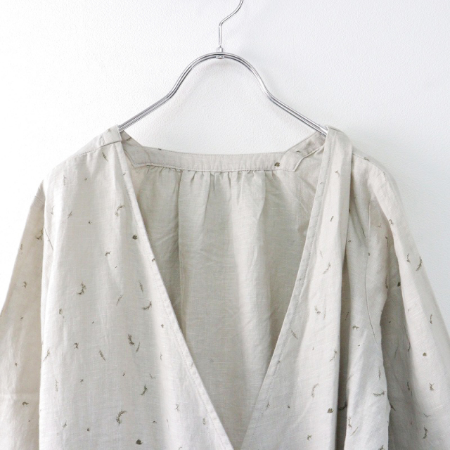 ネストローブ nest Robe リネン フェザープリントワンピース F/キナリ 