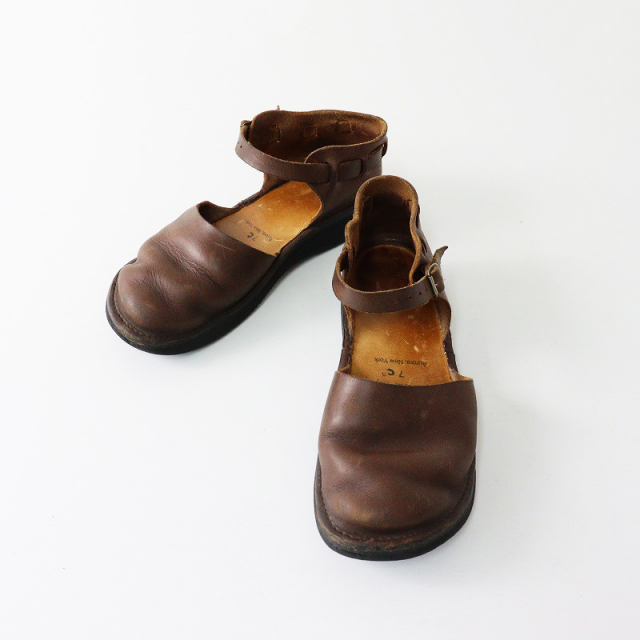AURORA SHOES MARY JANE レザーストラップシューズ 7C/ブラウン メリー 