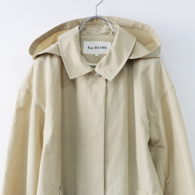 レイビームス Ray BEAMS フード付きステンカラーコート 1/ベージュ  