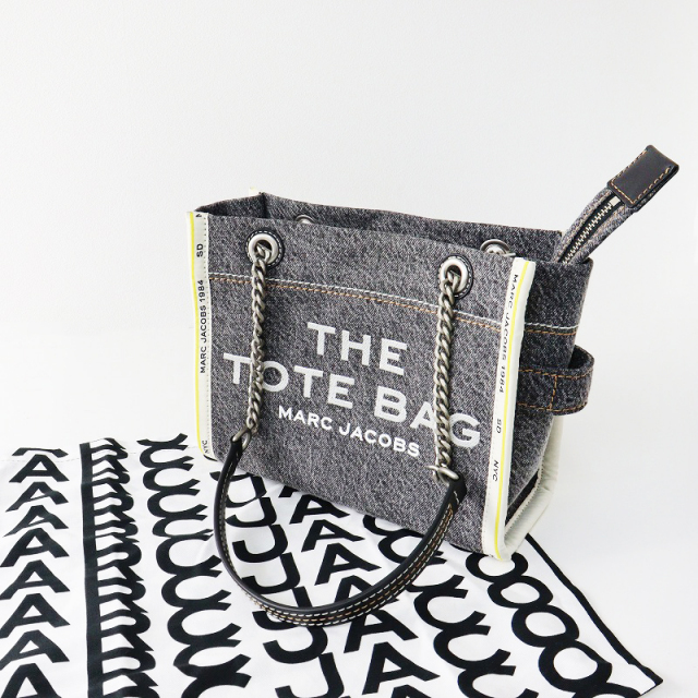 極美品 マークジェイコブス MARC JACOBS THE DENIM CHAIN SMALL TOTE 