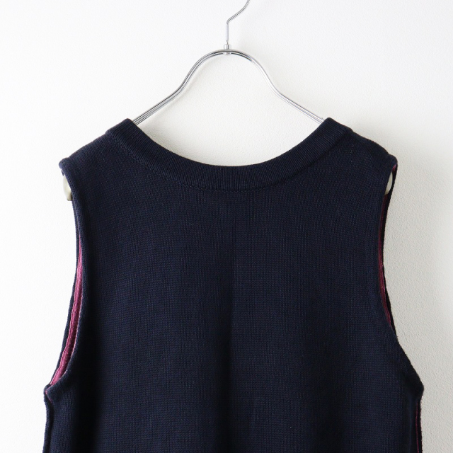 パラスパレス】 デザインベスト コットンニット ワンサイズ ネイビー