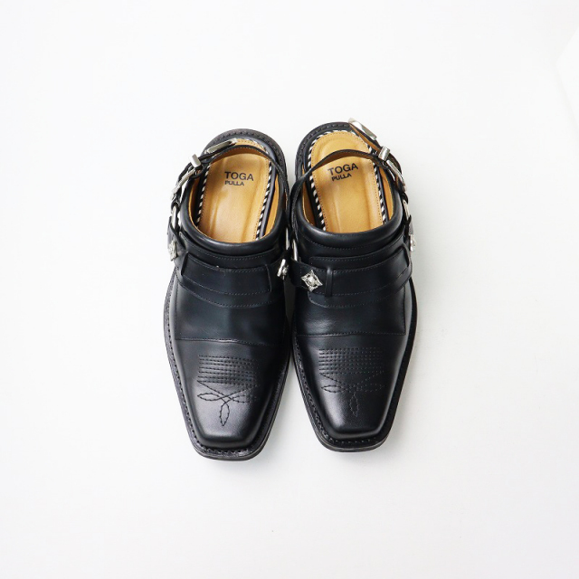 TOGA PULLA トーガプルラブラックフラットシューズ39 バレーシューズ