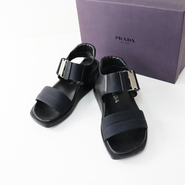 プラダ PRADA レザーXナストロナイロン メタルプッシュロック式  