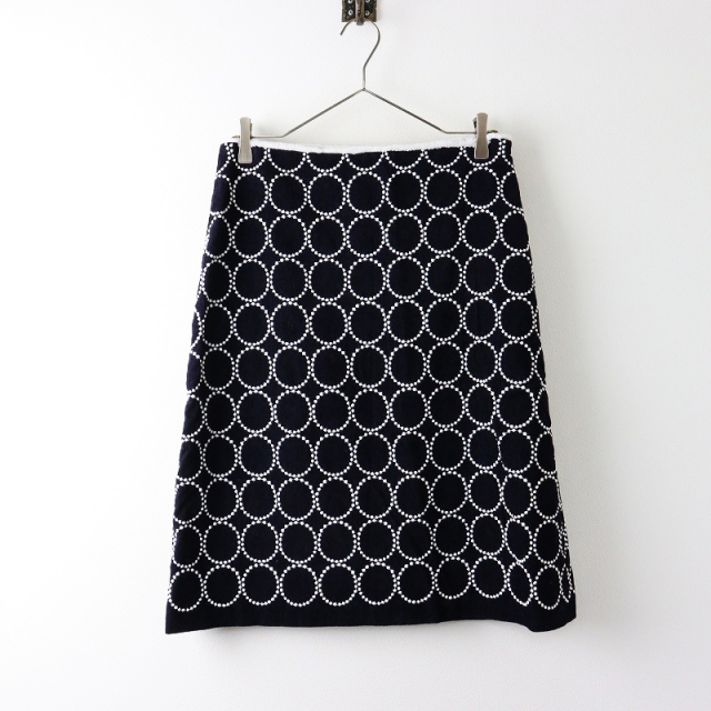 ミナペルホネン mina perhonen tambourine スカート 40/ネイビー 刺繍  