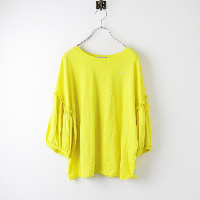 美品 2024SS ミナペルホネン mina perhonen kevyt ハーフスリーブカットソー 40/イエロー ギャザー 半袖 Tシャツ【2400014126785】 美品 2024SS ミナペルホネン mina perhonen kevyt ハーフ