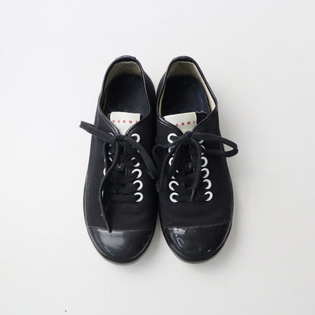 イタリア製 マルニ MARNI キャンバス エナメルチップ レースアップ 