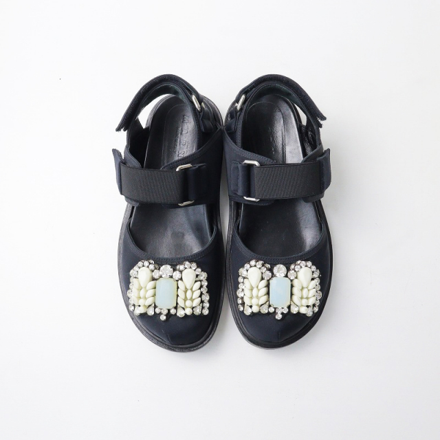 イタリア製 マルニ MARNI ラインストーン ビジュー ベルクロ サンダル 
