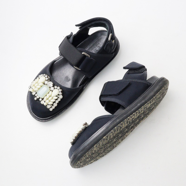 イタリア製 マルニ MARNI ラインストーン ビジュー ベルクロ サンダル 