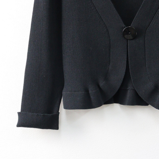 エムズグレイシー お花×リボン付ジップアップカーディガンニット 38