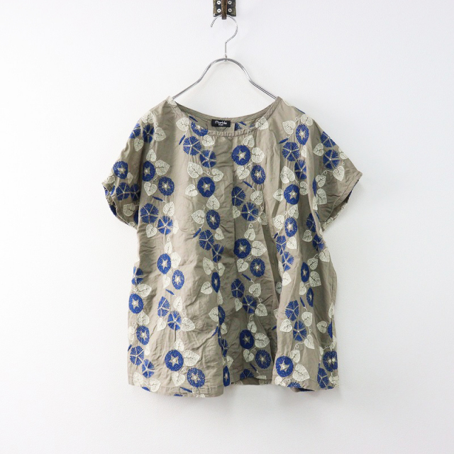 マーブルシュッド marble SUD EMB 朝顔 刺繍 ブラウス /カーキ  