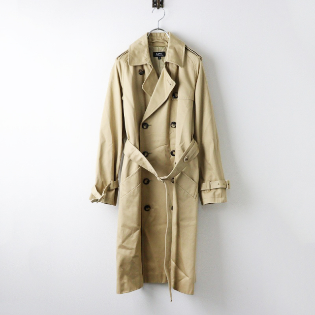 A.P.C. アーペーセー トレンチコート 36/ベージュ コットン ダブル  