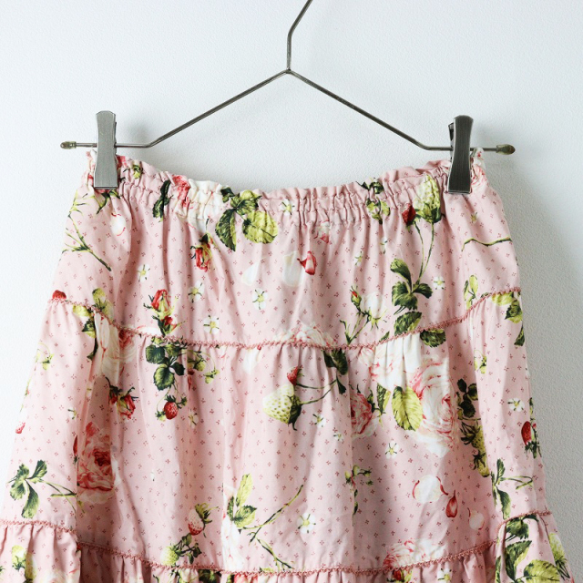 美品 PINKHOUSE Berry Roseプリントミディスカート ピンク