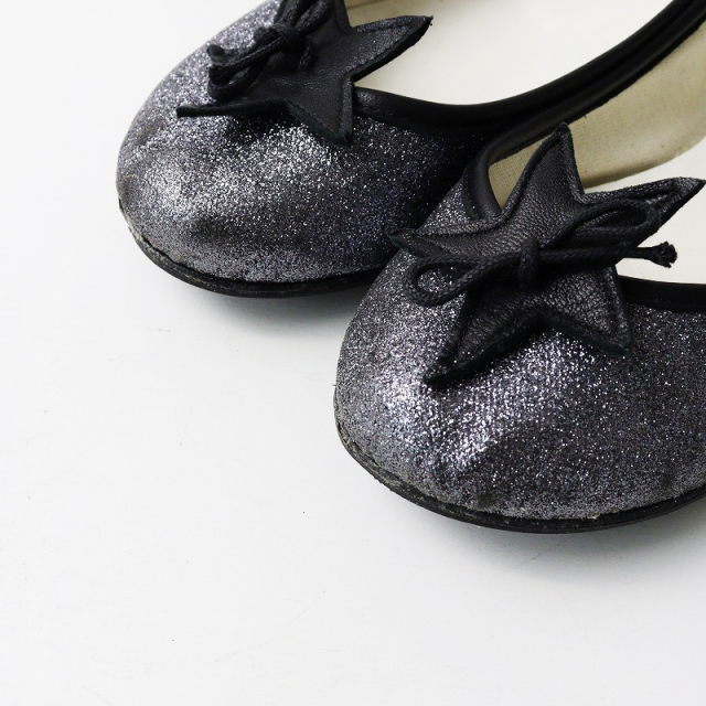 レペット repetto ラメ リボンスター バレエシューズ 37.5/シルバー 靴 
